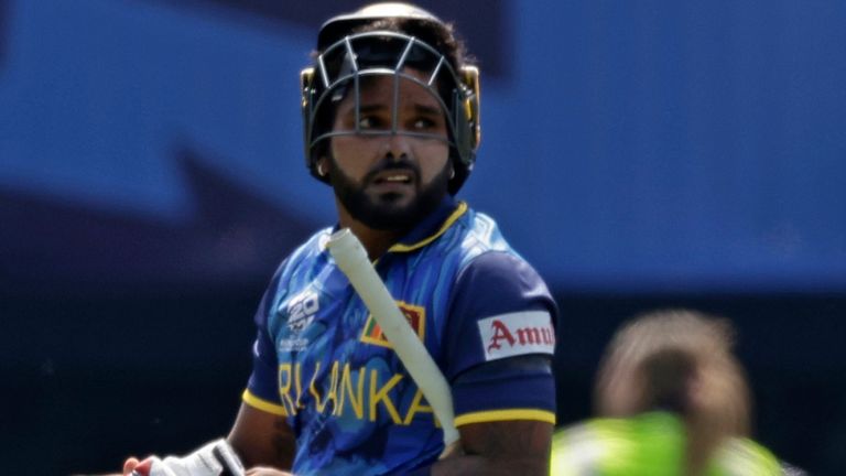 Sri Lanka captain Wanindu Hasaranga out for golden duck against South Africa in T20 World Cup (Associated Press)