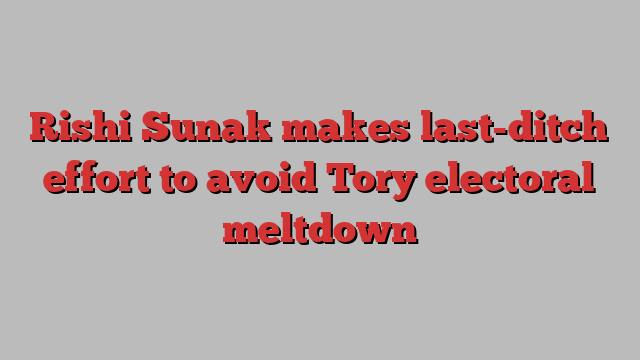 Rishi Sunak makes last-ditch effort to avoid Tory electoral meltdown