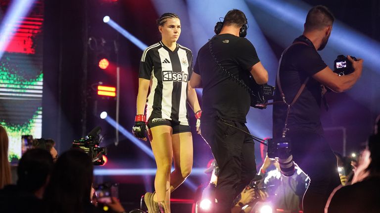 Marshall walked out wearing a Newcastle shirt in front of her home fans 
