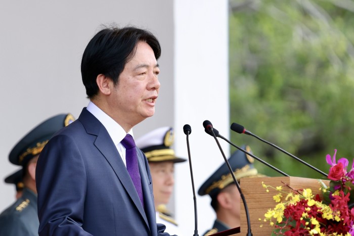Taiwan’s president Lai Ching-te addresses cadets and graduates at the 100th anniversary of the founding of the Whampoa Military Academy on Saturday