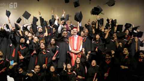 Essex university students at a graduation ceremony in New Delhi