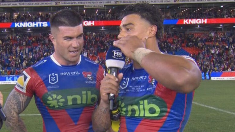 Newcastle Knights defeat Parramatta Eels, Will Pryce debut, post-match interview, dad Leon Pryce in attendance