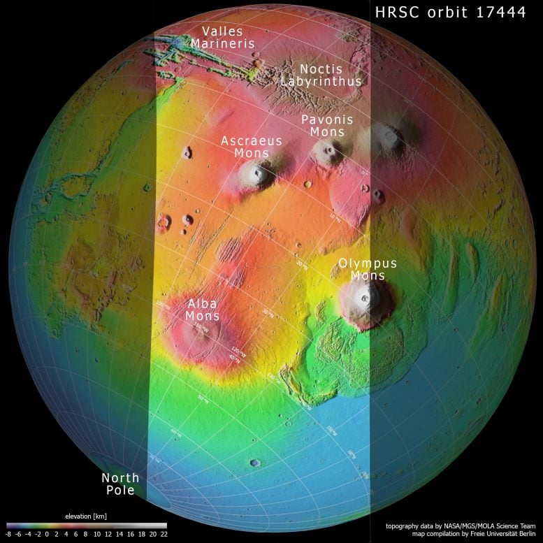 Topography of Tharsis Region on Mars