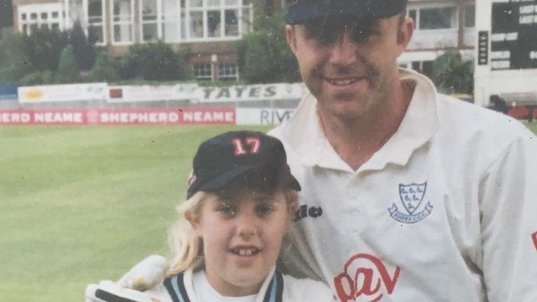 Georgia Adams with her dad, former Sussex men's captain Chris Adams