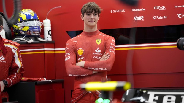 Oliver Bearman in the Ferrari garage before the Saudi Arabian Grand Prix.