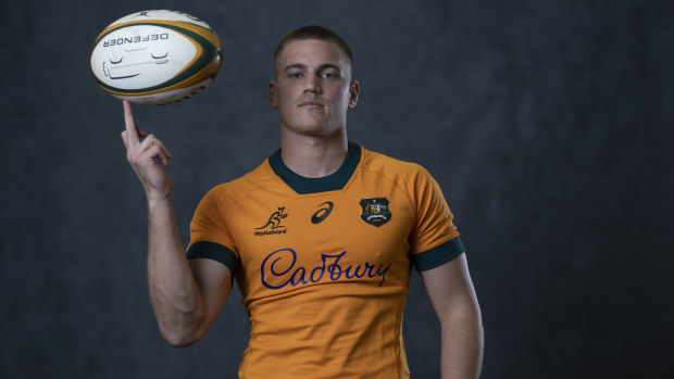 Charlie Cale poses during an  Wallabies portrait session.