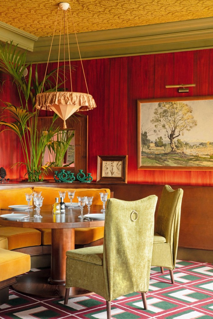 The California-inflected interior at its restaurant La Table des Pins