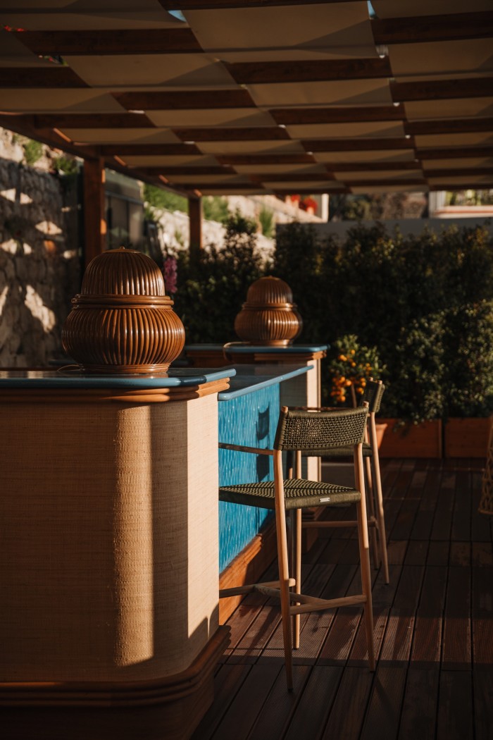 The bar at Villa Sant’Andrea’s beach club Lido Villeggiatura