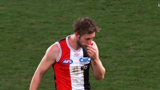 Webster was left with a bloody nose after his hit from Heeney.