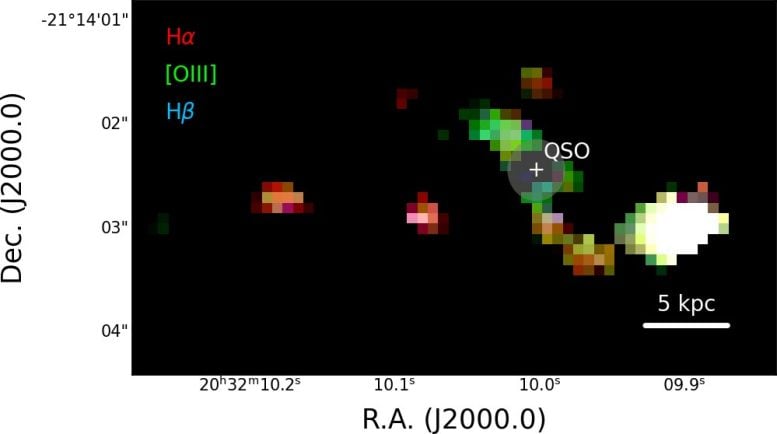 Emission of Hydrogen and Oxygen in the PJ308-21 System