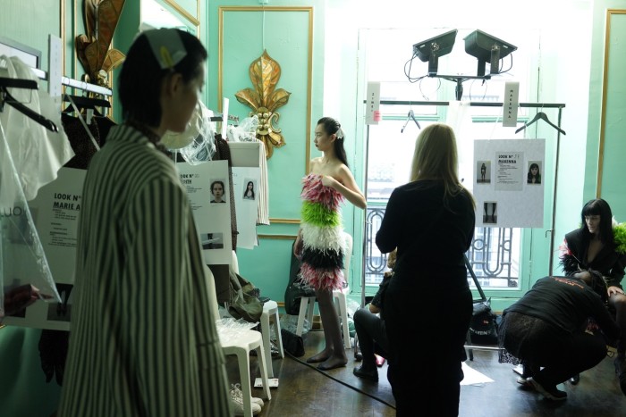 Models backstage at a fashion show