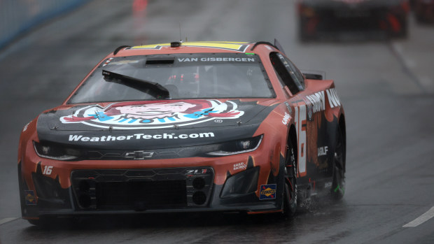 Shane Van Gisbergen, driver of the #16 Wendy's Saucy Nuggs Chevrolet, drives during the NASCAR Cup Series Grant Park 165 at Chicago Street Course on July 07, 2024 in Chicago, Illinois. (Photo by James Gilbert/Getty Images)