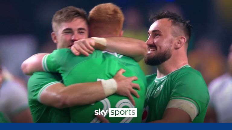 Ciaran Frawley scores a drop goal in the final seconds in an incredible ending to the Test match that secures a famous win for Ireland over South Africa!