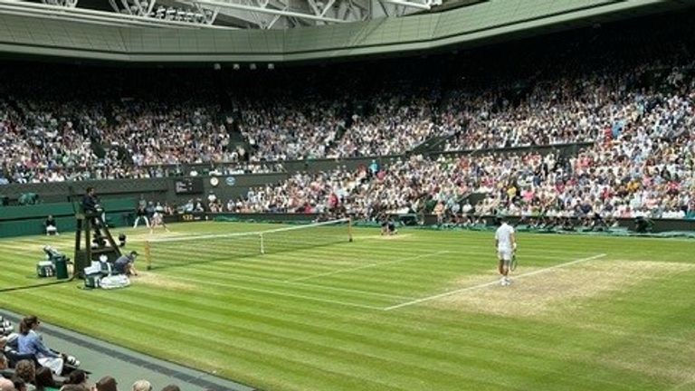 The view from the commentary box of the men's singles final