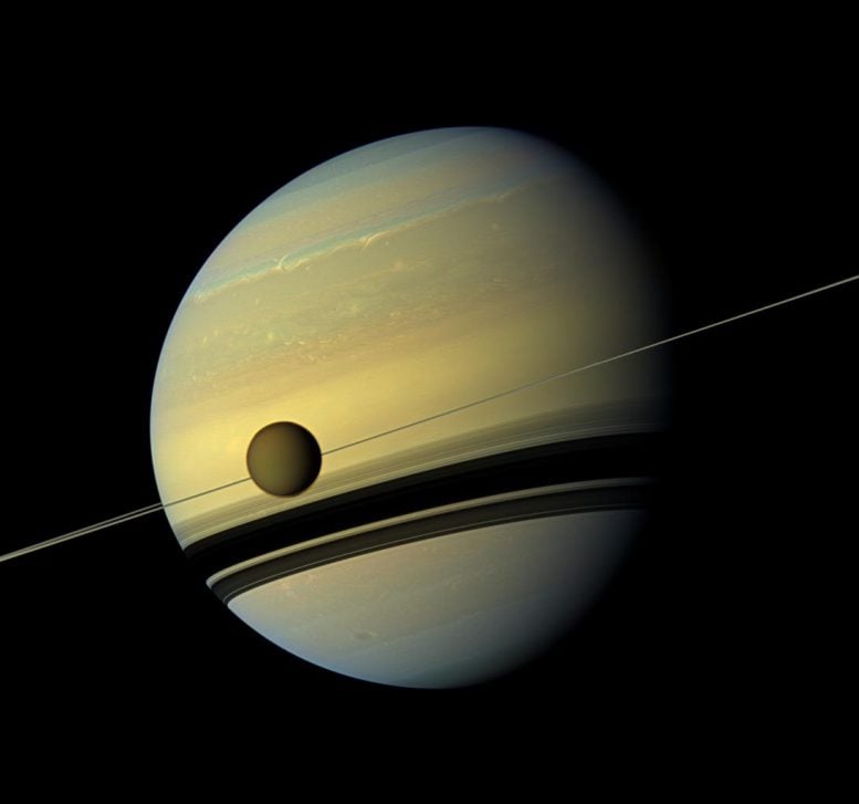 Titan Moon Orbits Saturn