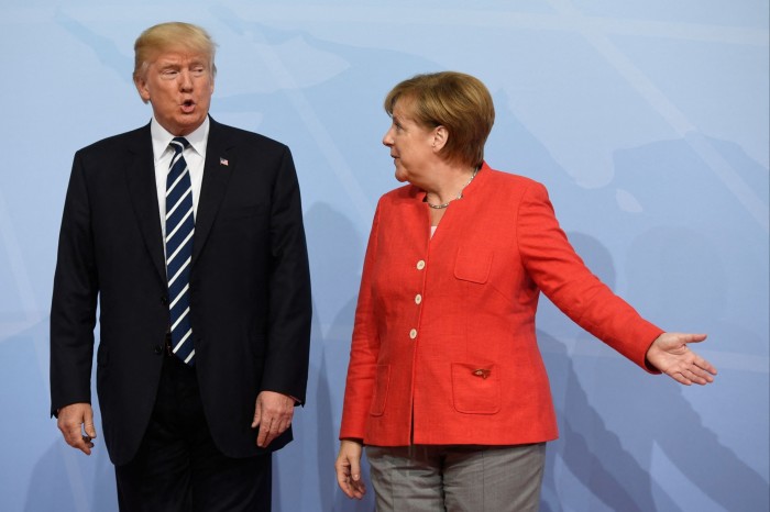 Donald Trump and Angela Merkel meet in Washington soon after the President took office