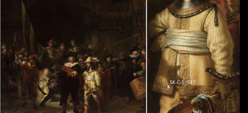 Chemists elucidate how Rembrandt combined special pigments for golden details of The Night Watch