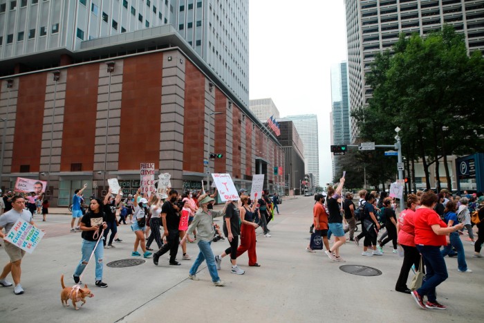 Women march in a pro-abortion protest