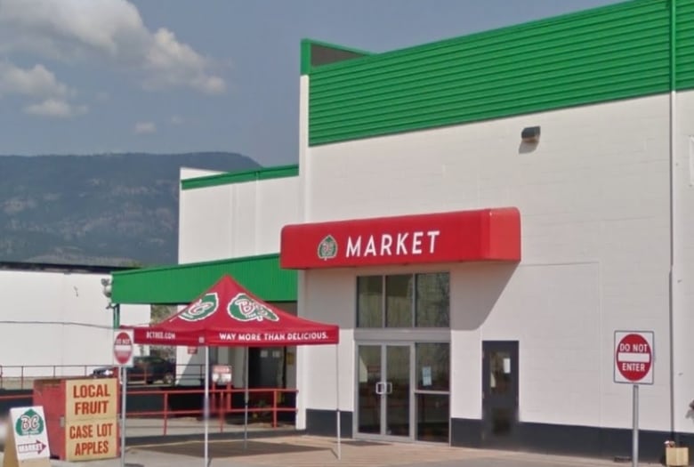 A photo of the B.C. Tree Fruits building that forms the outside of a large warehouse structure in Kelowna, B.C. 