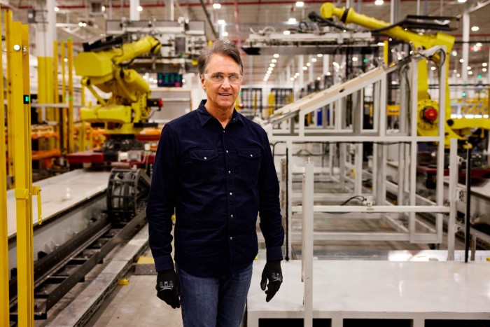 First Solar chief executive Mark Widmar at the company’s factory in Perrysburg, Ohio