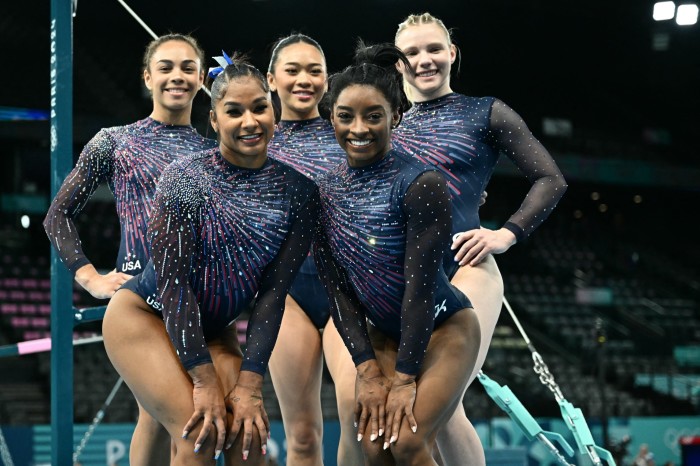 Biles with Hezly Rivera, Jordan Chiles, Sunisa Lee and Jade Carey