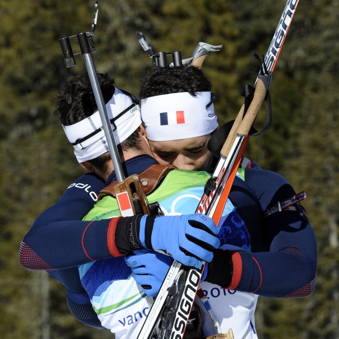 France’s Martin Fourcade, right, and brother Simon