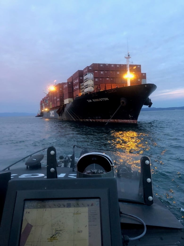 The MV Zim Kingston is leaving the waters off Victoria, B.C., where it has been anchored for six weeks after a fire broke out on board. 