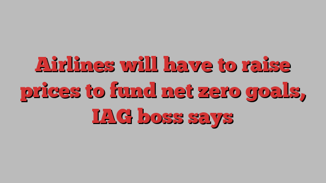 Airlines will have to raise prices to fund net zero goals, IAG boss says