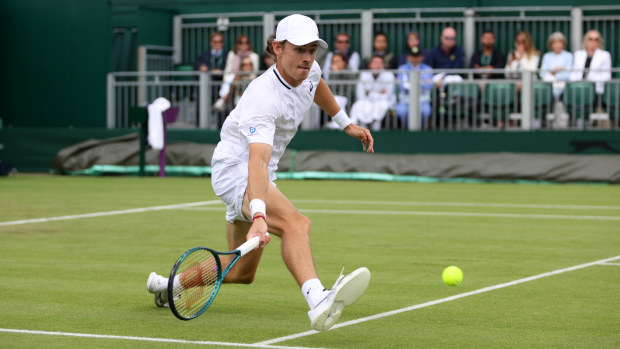 Alex De Minaur in action at Wimbledon.