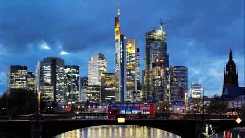 Skyline of banking district in Frankfurt, Germany