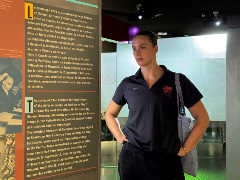 Canadian female swimmer at Juno Beach Centre.