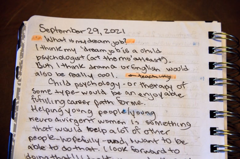 Breanna's family shared an entry from Breanna's diary from 2021, in which she writes her dream job was to be a child psychologist. "(At the mo' at least.)"