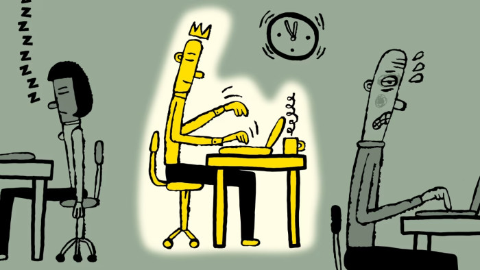 Illustration of office workers at their desks