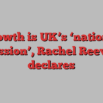 Growth is UK’s ‘national mission’, Rachel Reeves declares