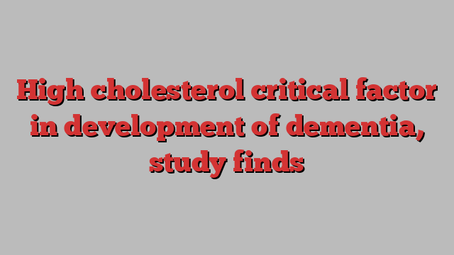 High cholesterol critical factor in development of dementia, study finds