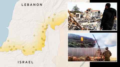 A man checks a destroyed building on January 8, 2024 after an Israeli air raid in the village of Kfar Kila in southern Lebanon