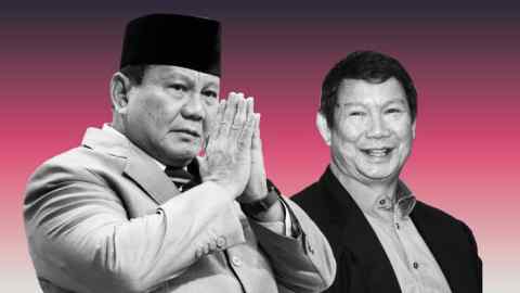 Incoming Indonesian President Prabowo Subianto, left, and his brother Hashim Djojohadikusumo