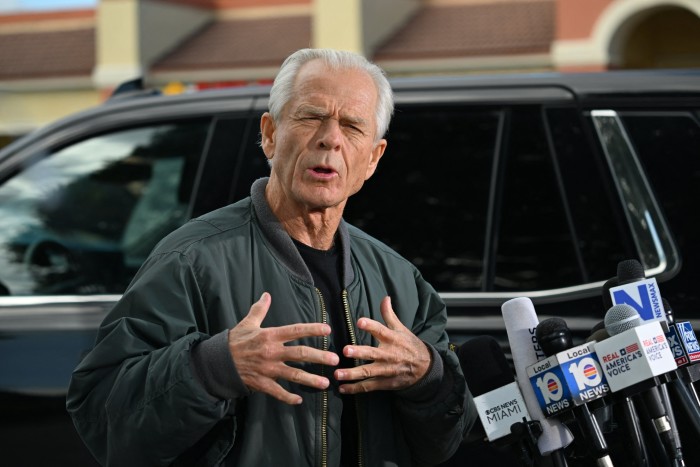 Peter Navarro speaks to reporter before reporting to federal prison in Miami in March