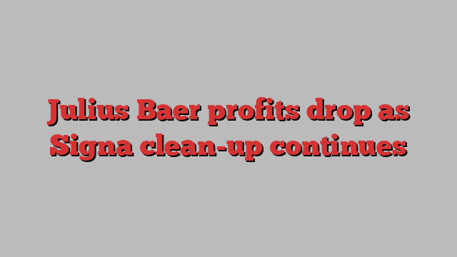 Julius Baer profits drop as Signa clean-up continues