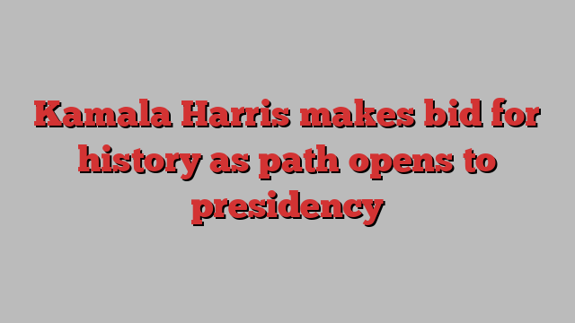 Kamala Harris makes bid for history as path opens to presidency