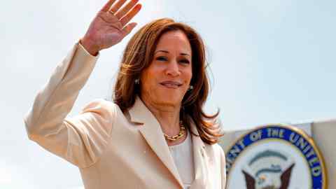 US vice-president Kamala Harris before boarding a plane at Indianapolis airport in Indiana, US on July 24 2024