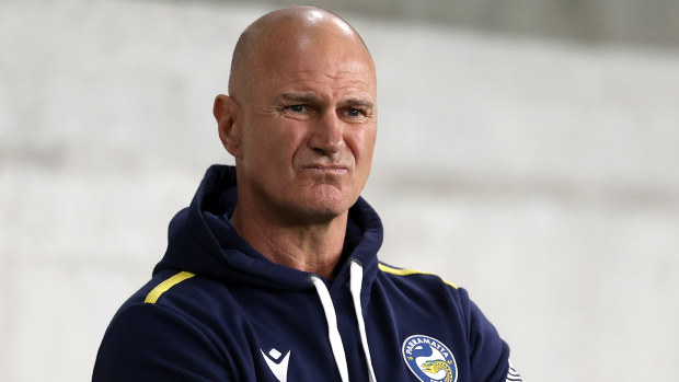 Coach Brad Arthur looks on during the Eels' semi-final clash with the Raiders. 