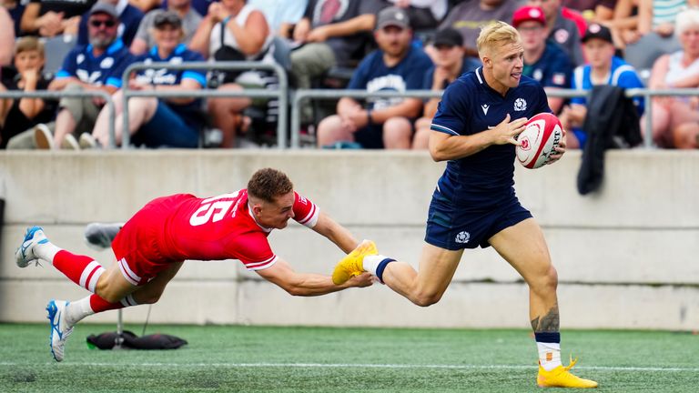 Arron Reed races away to score for Scotland 