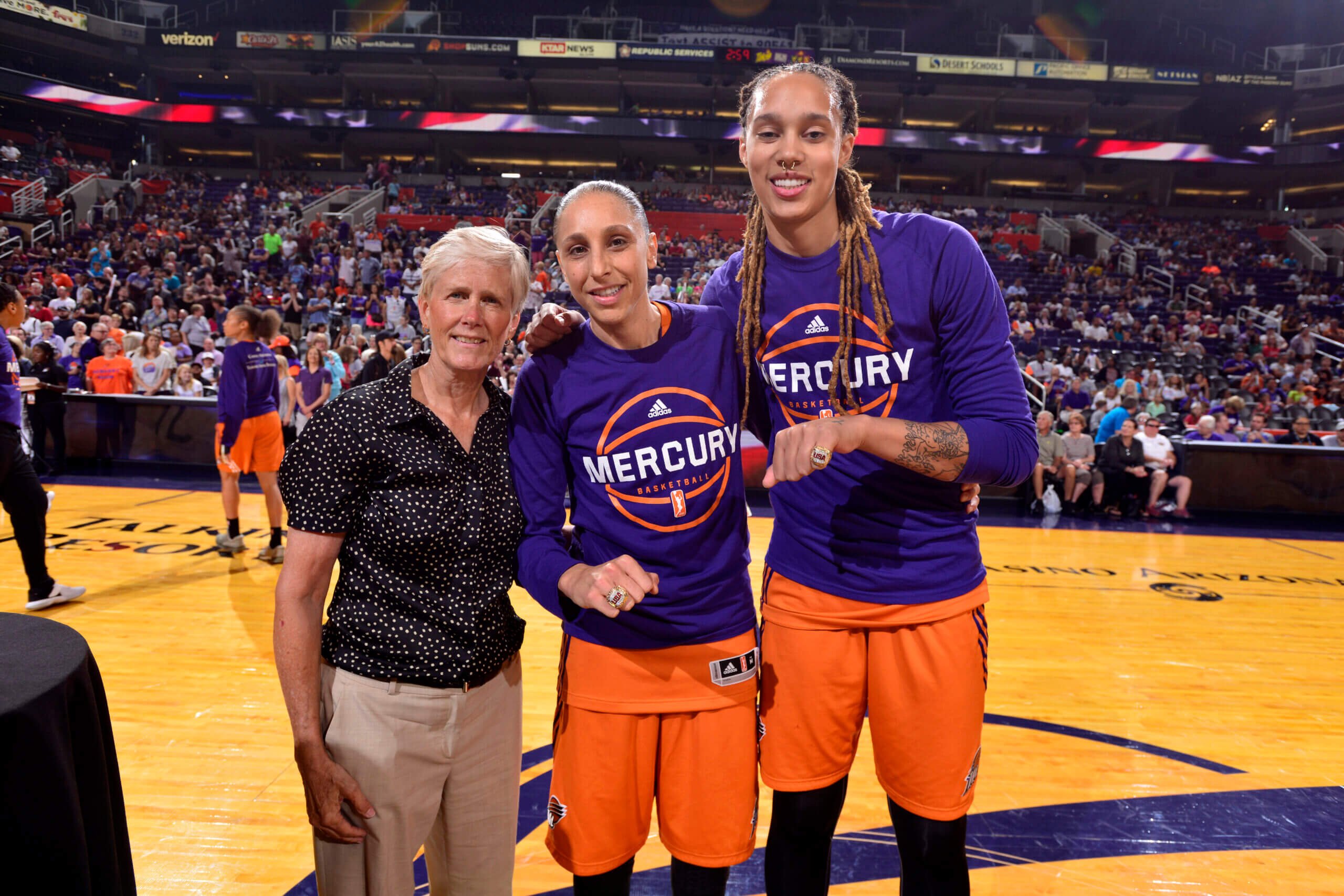 Carol Callan, Diana Taurasi and Brittney Griner