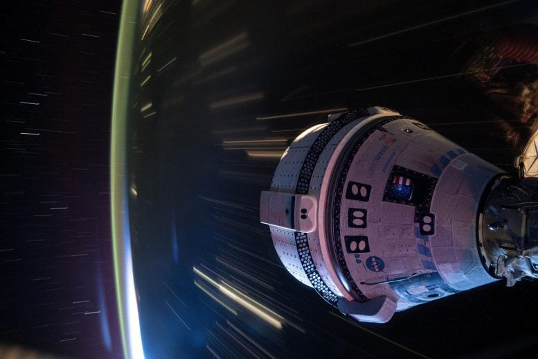 Boeing Starliner Spacecraft Docked to the Harmony Module Long-Duration Photograph