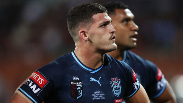 Nathan Cleary looks on during game one of the 2023 State of Origin series.