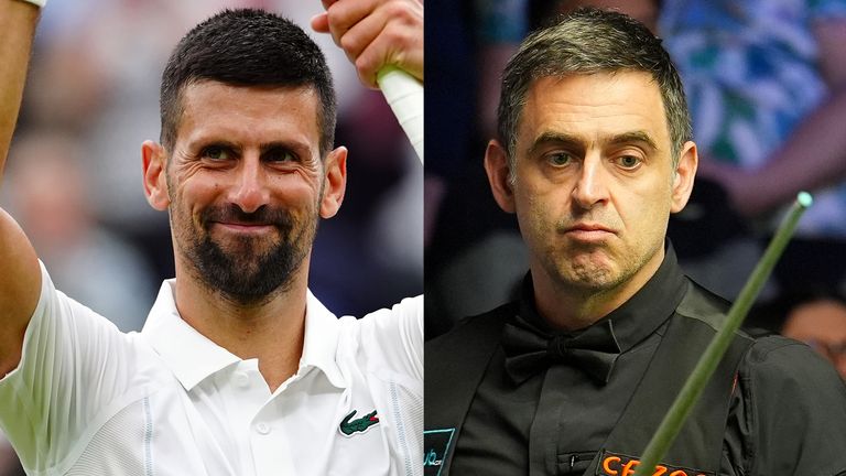 Novak Djokovic called Ronnie O'Sullivan a "sporting great" after the snooker legend watched him at Wimbledon