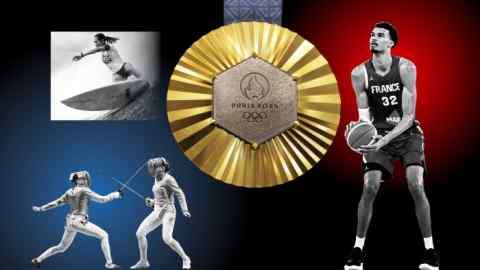 A montage of French athletes and an Olympic gold medal