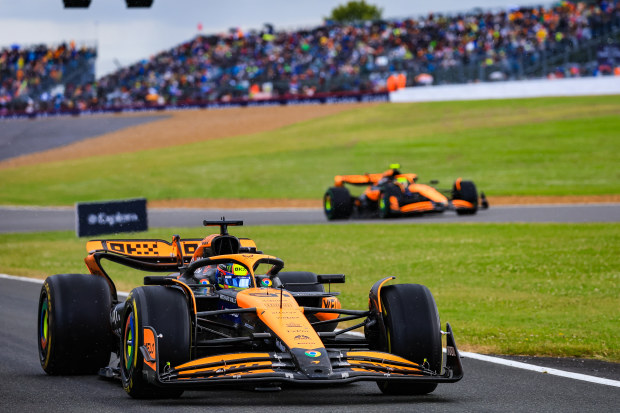 Oscar Piastri of Australia driving the (81) McLaren MCL38 Mercedes drives into pitlane during the F1 Grand Prix of Great Britain at Silverstone Circuit on July 7, 2024 in Northampton, United Kingdom. (Photo by Kym Illman/Getty Images)