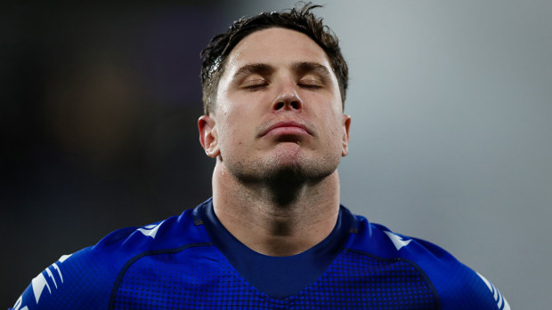 Mitchell Moses during the Parramatta Eels round 18 loss to the South Sydney Rabbitohs at CommBank Stadium.